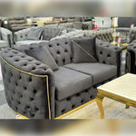 Load image into Gallery viewer, Toronto Chesterfield Sofa 3+2 Black & Gold