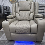 Load image into Gallery viewer, MNS Orlando Electric Recliners 3+2 Seater Leather Sofa (Black, Grey) /LED LIGHTS/WIRELESS CHARGER