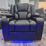 Load image into Gallery viewer, MNS Orlando Electric Recliners 3+2 Seater Leather Sofa (Black, Grey) /LED LIGHTS/WIRELESS CHARGER