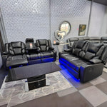 Load image into Gallery viewer, MNS Orlando Electric Recliners 3+2 Seater Leather Sofa (Black, Grey) /LED LIGHTS/WIRELESS CHARGER