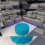 Load image into Gallery viewer, MNS Florida Music Electric Recliners 3+2 Seater Leather Sofa (Black, Grey) Blutooth Speakers/LED LIGHTS/WIRELESS CHARGER MNS (MY NEW SOFA) LTD