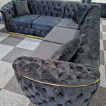 Load image into Gallery viewer, Toronto Chesterfield Corner Sofa Black & Gold