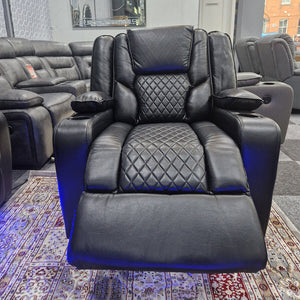 Orlando Electric Recliners Leather Arm Chair (Black, Grey,Brown) /LED LIGHTS/USB PORTS