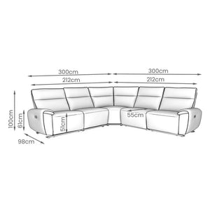 MNS Aussie Express Fabric Recliner Corner Sofa 2 Corner 2 Power Recliner
