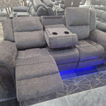 Load image into Gallery viewer, Berlin Fabric Electric Recliner Sofa 3+2 Seater Grey-USB Ports , Led Lights , Cup Holders