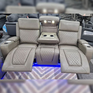 Florida Music Electric Recliners 3+2 Seater Leather Sofa Black