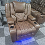 Load image into Gallery viewer, Orlando Electric Recliners Leather Arm Chair (Black, Grey,Brown) /LED LIGHTS/USB PORTS