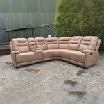 Load image into Gallery viewer, MNS Halifax Leather Electric Recliner Corner Sofa(Black,Beige)-USB Ports/LED LIGHTS/CUP HOLDERS