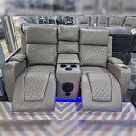 Load image into Gallery viewer, MNS Florida Music Electric Recliners 3+2 Seater Leather Sofa (Black, Grey) Blutooth Speakers/LED LIGHTS/WIRELESS CHARGER