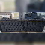 Load image into Gallery viewer, Toronto Chesterfield Corner Sofa Black & Gold