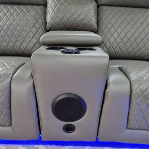 Florida Music Electric Recliners 3+2 Seater Leather Sofa Black