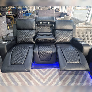 Florida Music Electric Recliners 3+2 Seater Leather Sofa Black