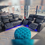 Load image into Gallery viewer, MNS Florida Music Electric Recliners 3+2 Seater Leather Sofa (Black, Grey) Blutooth Speakers/LED LIGHTS/USB CHARGER