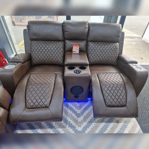 Florida Music Electric Recliners 3+2 Seater Leather Sofa Black