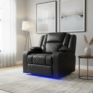 Orlando Electric Recliners Leather Arm Chair (Black, Grey,Brown) /LED LIGHTS/USB PORTS