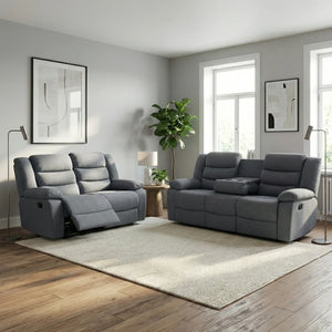 Roma Fabric Recliner Corner Sofa Grey