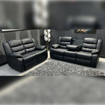 Load image into Gallery viewer, MNS - Leather Recliner Sofa with Cupholders - 3+2 Seater Sofa - Black (3+2 Seater) MNS (MY NEW SOFA) LTD