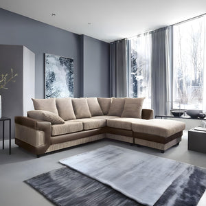 Amazing Sofas NEW LARGE DINO CORNER SOFA JUMBO CORD BEIGE BROWN LEFT OR RIGHT