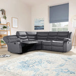 Load image into Gallery viewer, MNS Roma Leather Recliner Corner Sofa (Black/Grey/Brown)