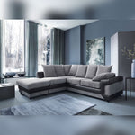 Load image into Gallery viewer, Amazing Sofas NEW LARGE DINO CORNER SOFA JUMBO CORD GREY BLACK England