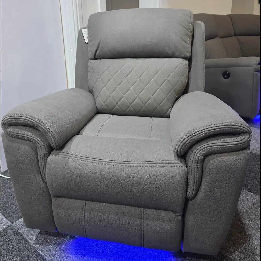 Florence Electric Recliner Sofa Set 3+2+1 Grey Fabric