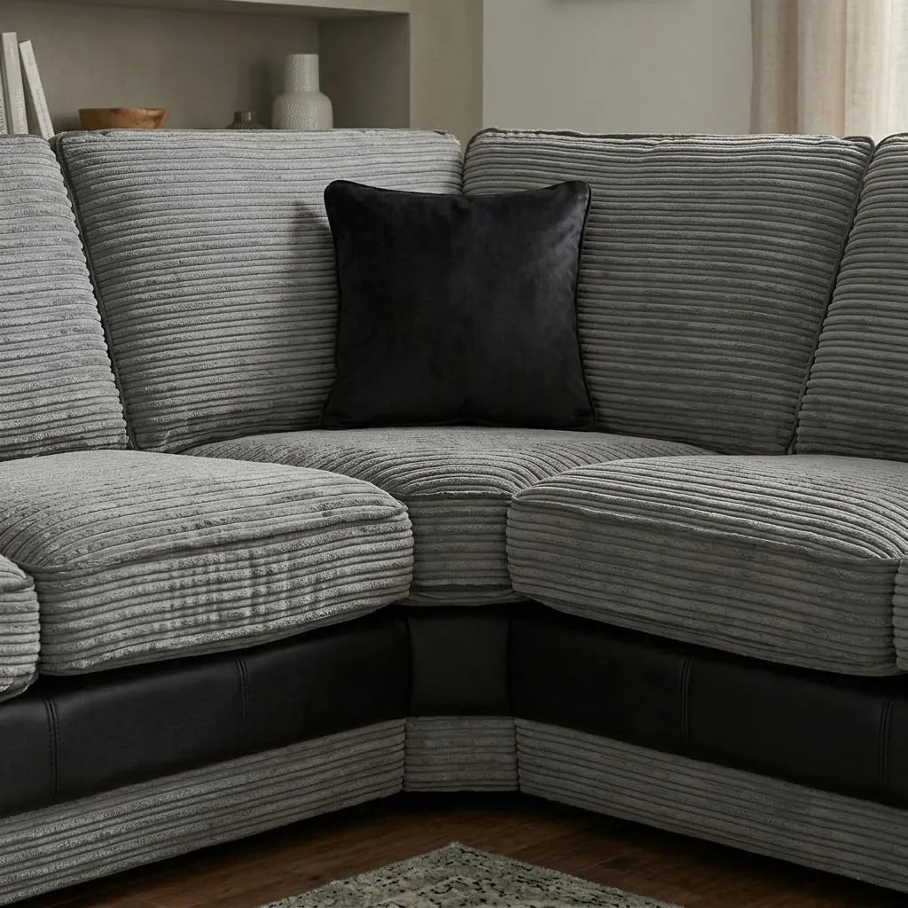 VERONA FULL BACK CORD FABRIC CORNER SOFA