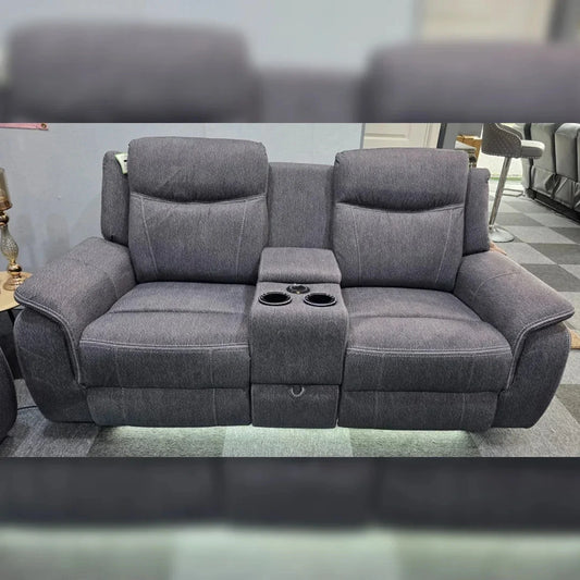 Pradaa Fabric Electric Recliner Sofa Set With Cupholders – 3+2 Seater Sofa Set – LED Lights – Bluetooth Speakers – Cooling cupholders – USB and Type-C charging ports (3+2 Seater) | Electric Recliners