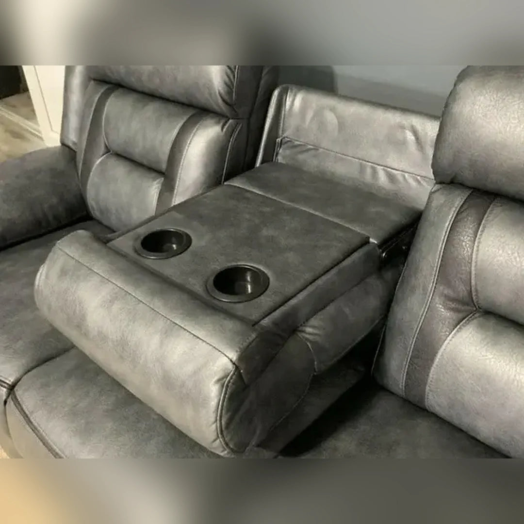 Nova Electric Recliner Leather Sofa - 3+2 Seater With Dual Power Recliners, Console & Cup Holders – Modern Style