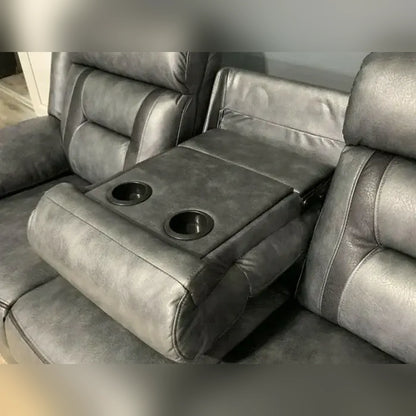Nova Electric Recliner Leather Sofa - 3+2 Seater With Dual Power Recliners, Console & Cup Holders – Modern Style