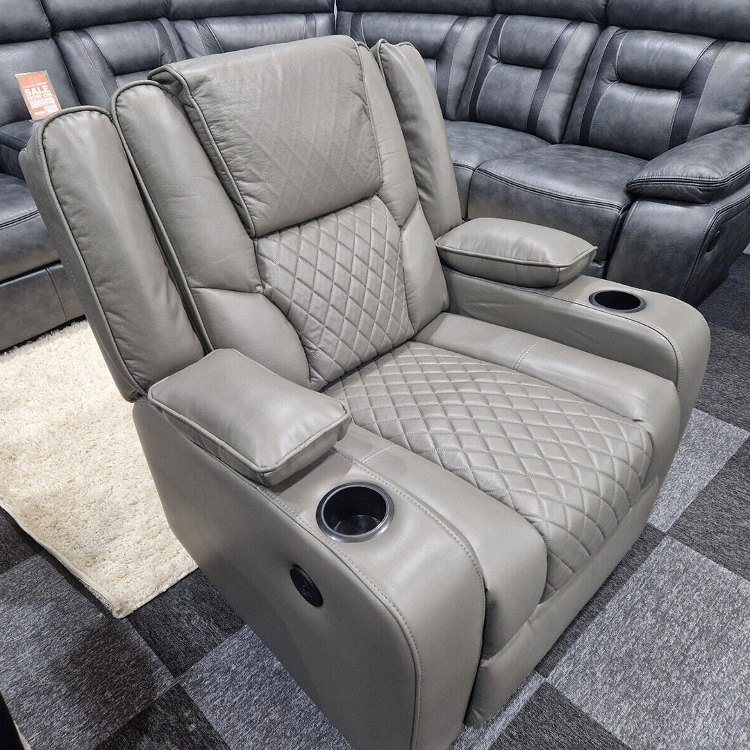 Orlando Electric Recliners Leather Arm Chair (Black, Grey,Brown) /LED LIGHTS/USB PORTS