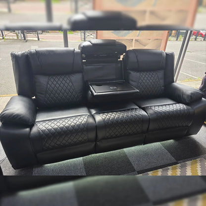 Lisbon 3+2 Leather Electric Recliner Sofa USB Type-C LED Cupholders Wireless