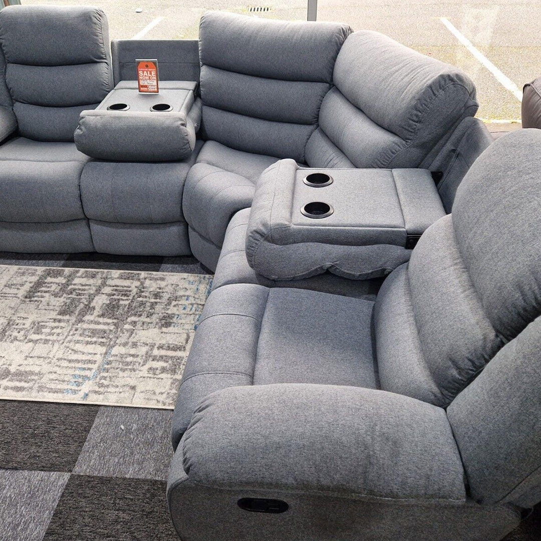 Sorrento Fabric Recliner Corner Sofa Grey - Envogue Furniture