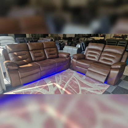 Hafsa Music Electric Recliners. Grey 3 + 2 Sofa Set , USB, LED, Bluetooth.