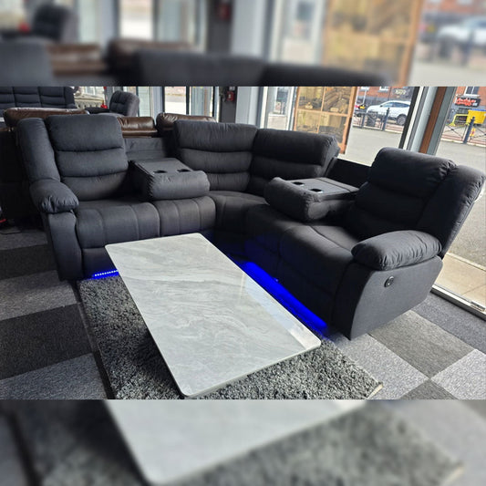 Roma Corner Grey Fabric Manual Recliner Sofa
