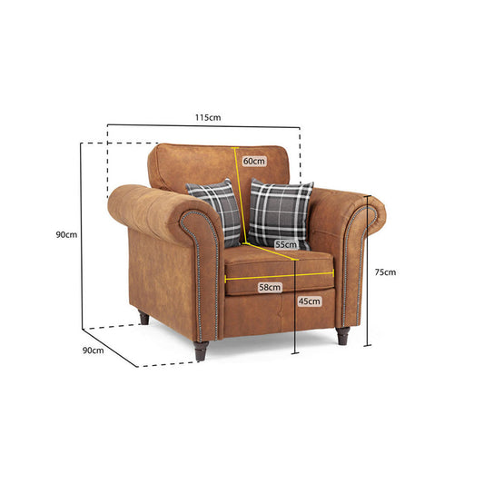 Oakland Leather Armchair , Tan And Black