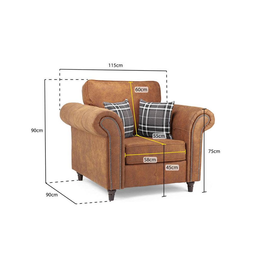 Oakland Leather Armchair , Tan And Black - Envogue Furniture