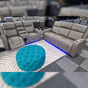 MNS Florida Music Electric Recliners 3+2 Seater Leather Sofa (Black, Grey) Blutooth Speakers/LED LIGHTS/WIRELESS CHARGER