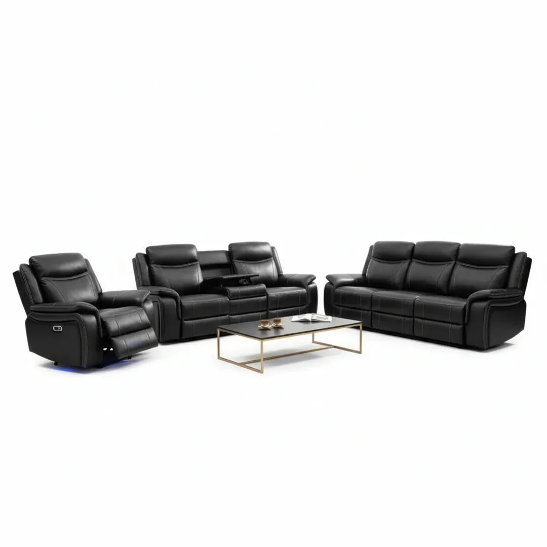 Parada Leather Electric Recliner Sofa 3+2 Seater-Bluetooth/USB/C-Type/Led/Cooling-Cup Holders - MNS (MY NEW SOFA) LTD