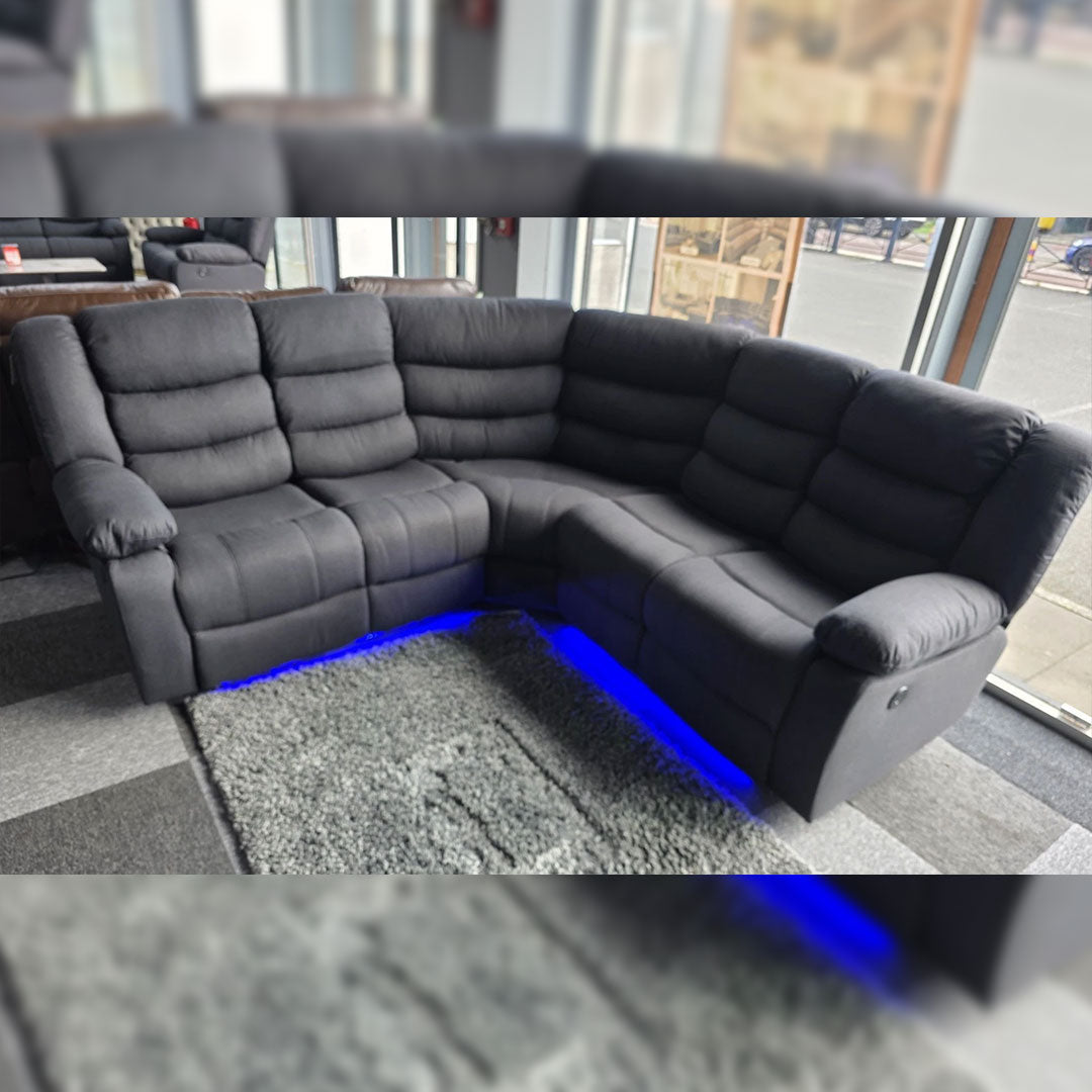 Roma Corner Grey Fabric Manual Recliner Sofa