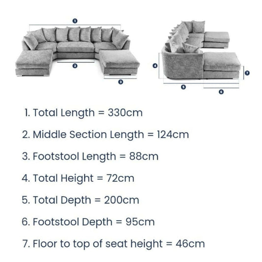 Bishop U Shape Corner Sofa Scatter Back - MNS (MY NEW SOFA) LTD