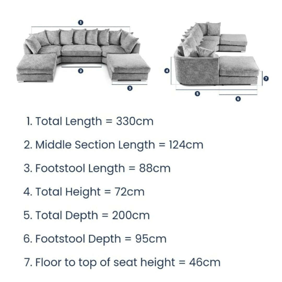 Bishop U Shape Corner Sofa Scatter Back - Envogue Furniture