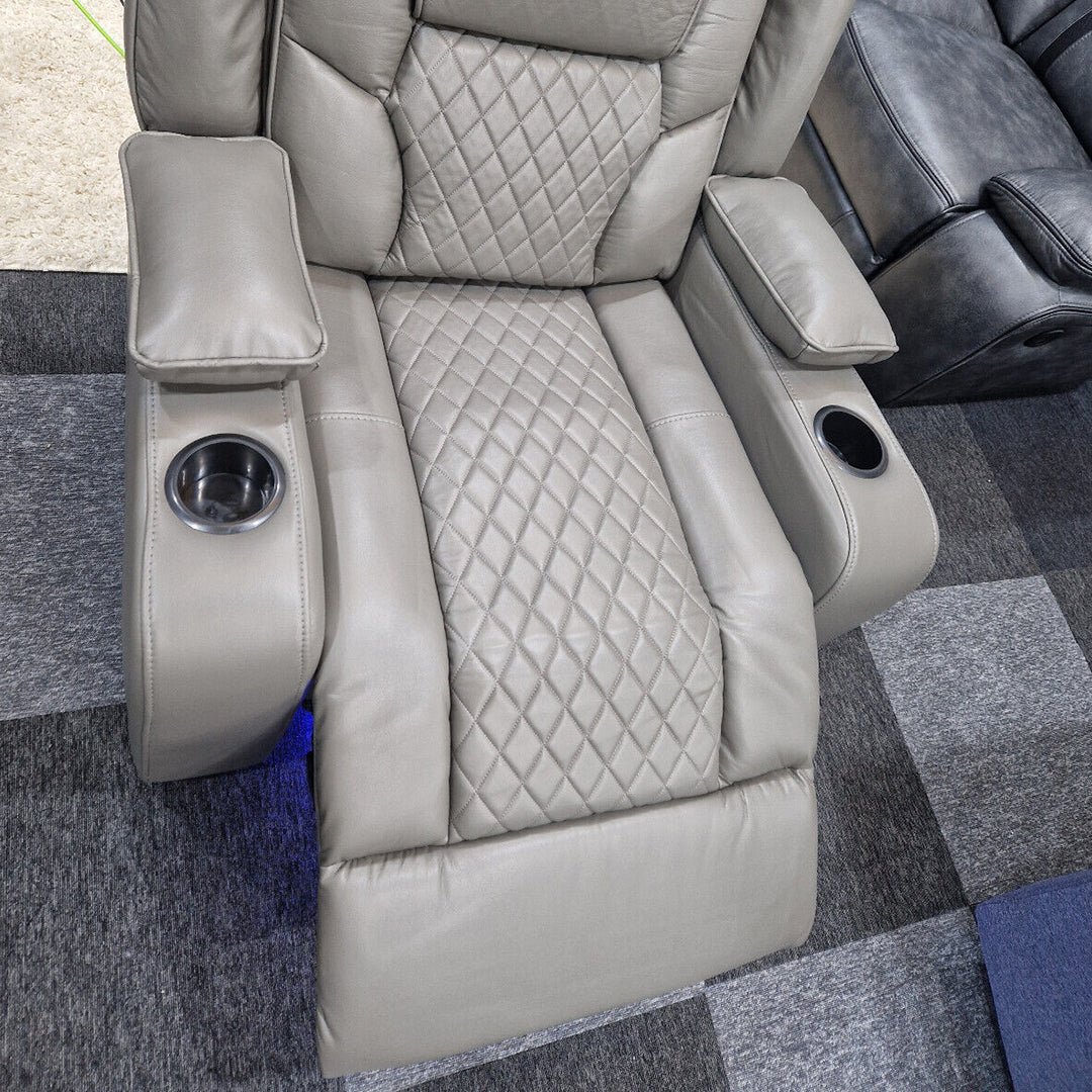 Orlando Electric Recliners Leather Arm Chair (Black, Grey,Brown) /LED LIGHTS/USB PORTS