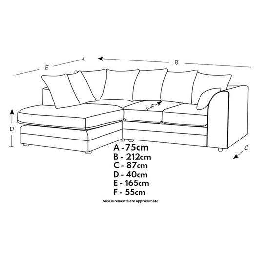 Luxor Full Cord Fabric 5 Seater Corner Sofa Full Back