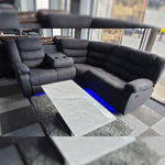 Load image into Gallery viewer, Roma Fabric Electric Recliner Corner Sofa Grey With USB/LED/Cup Holder
