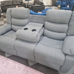 Roma Fabric Recliner Corner Sofa Grey 