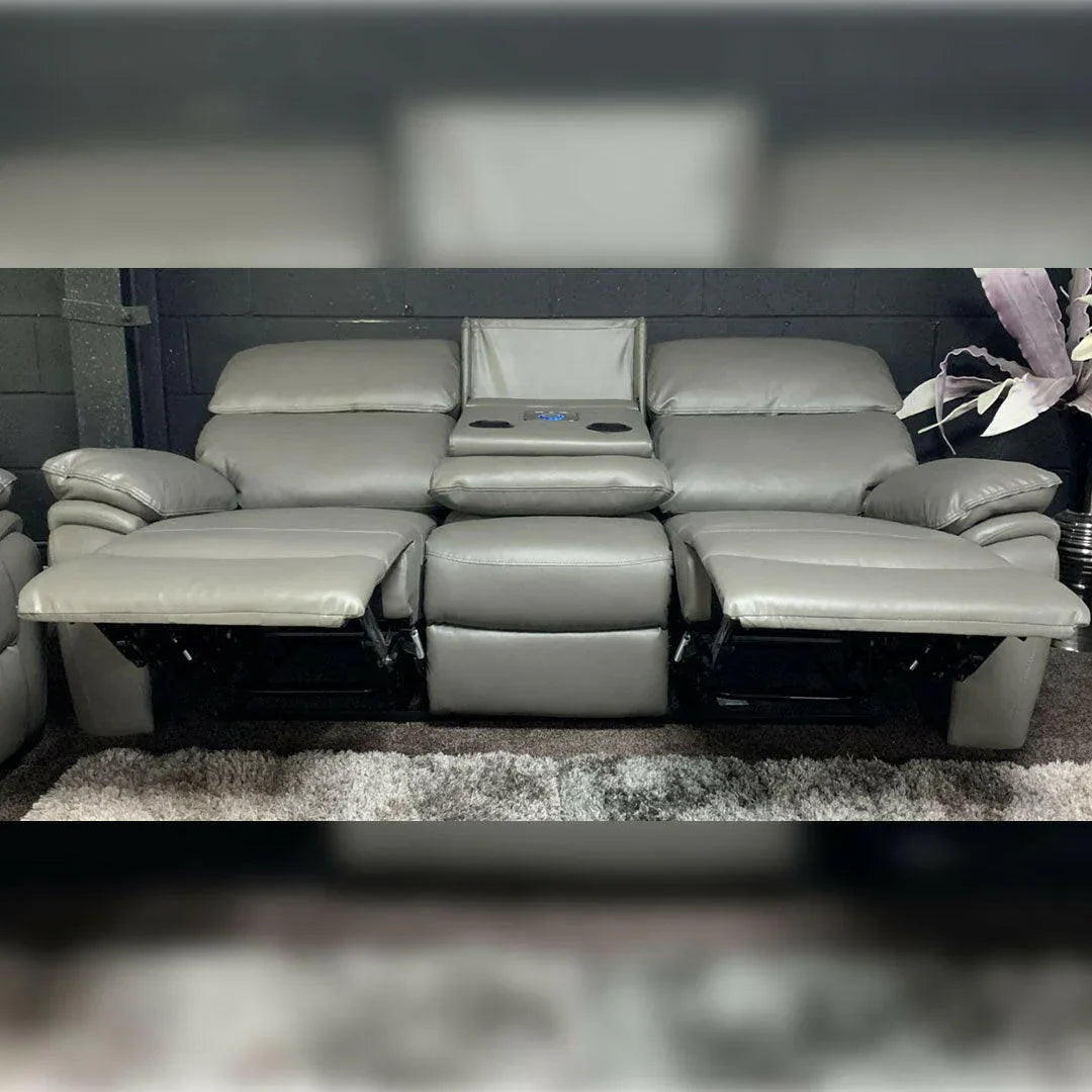 Valencia Leather 3+2 Recliner with cupholders and bluetooth speaker system