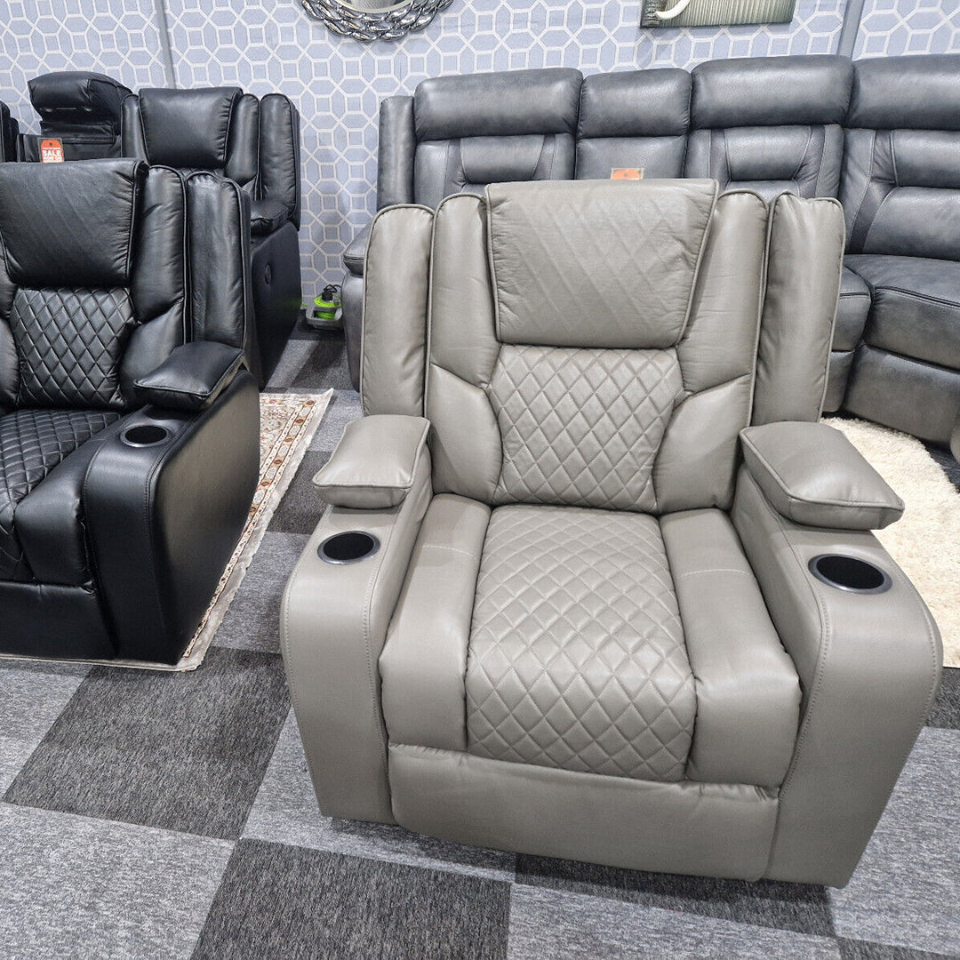 Orlando Electric Recliners Leather Arm Chair (Black, Grey,Brown) /LED LIGHTS/USB PORTS