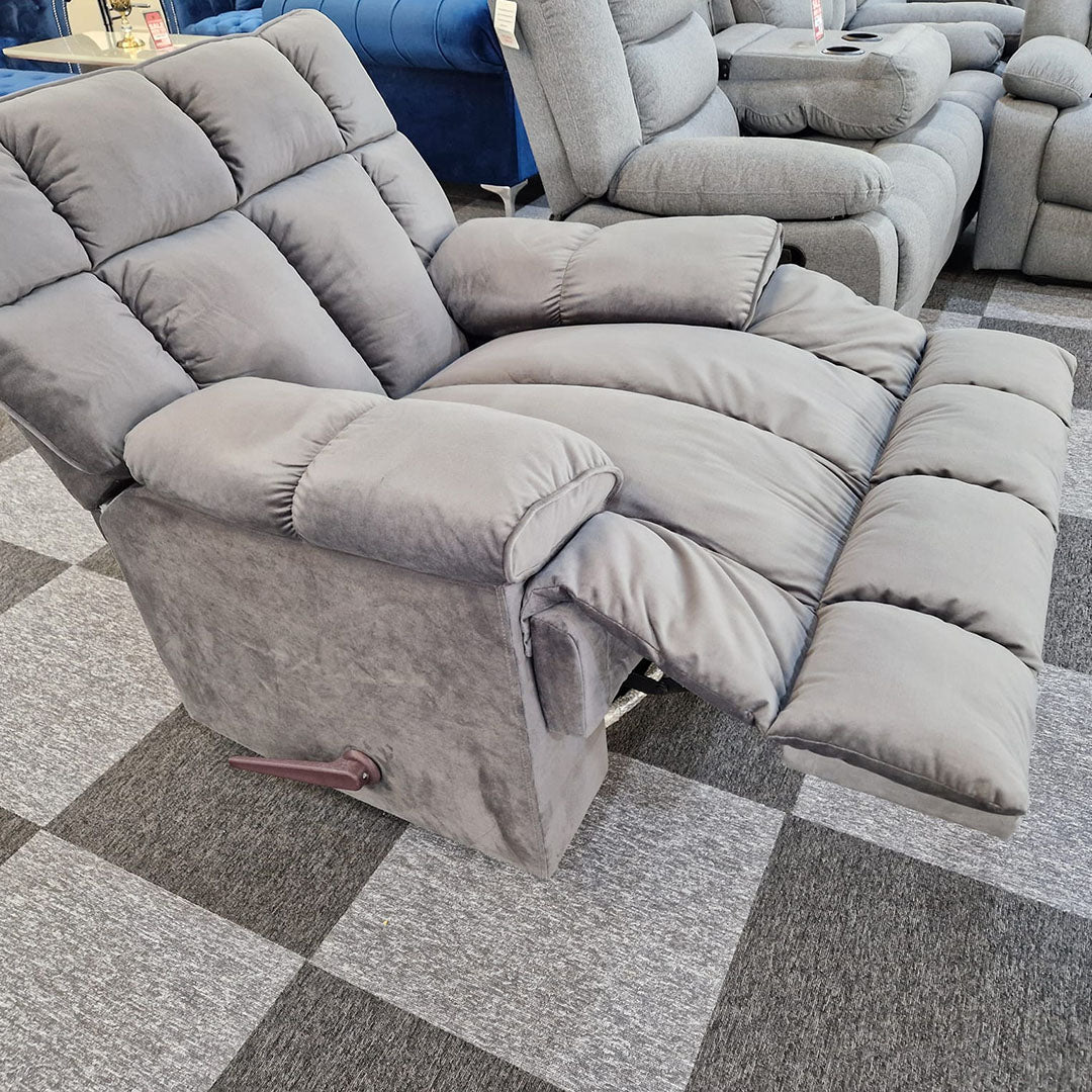 Munich Reclining Swivel Arm Chair - Grey , Beige - Envogue Furniture