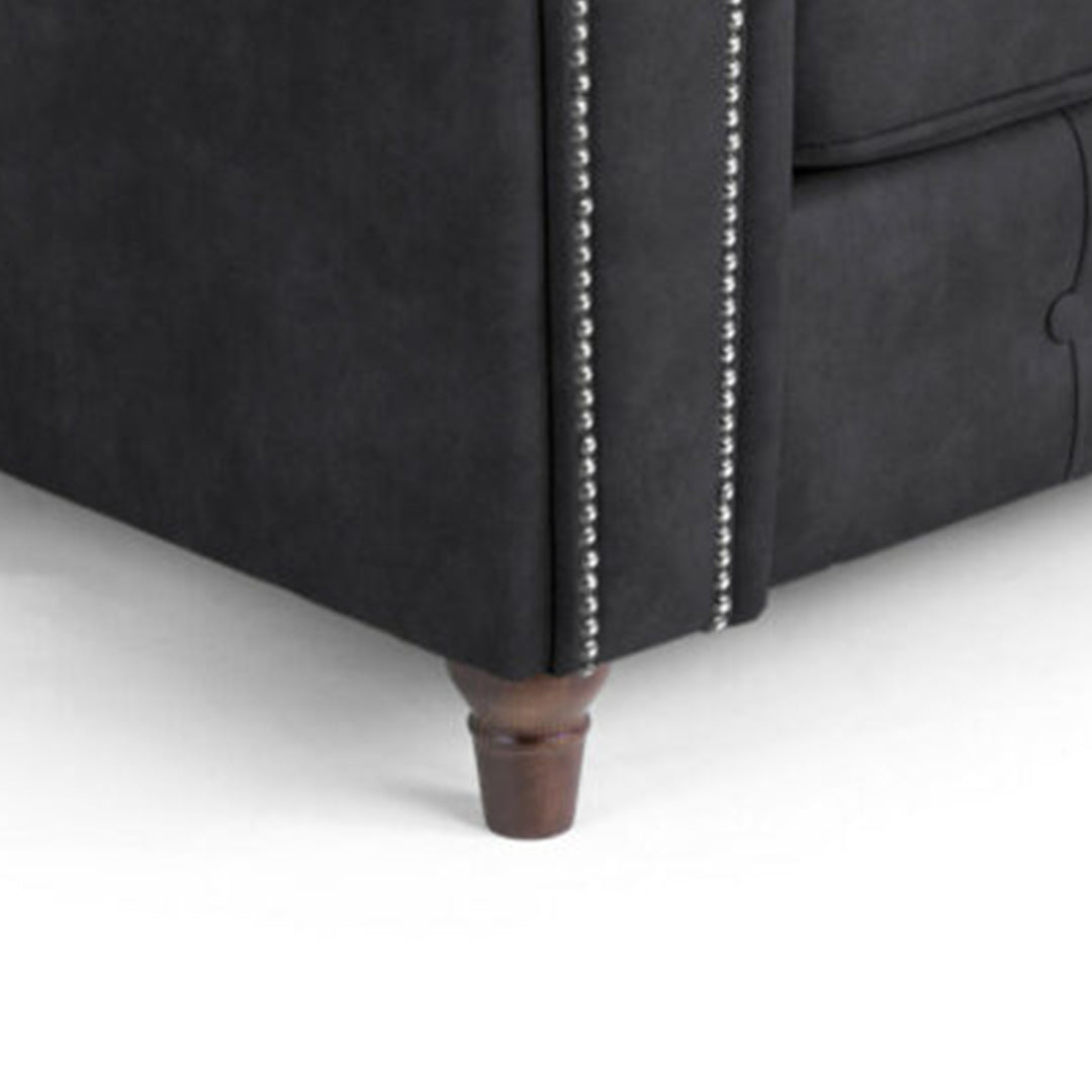 Oakland Leather Sofa 3+2 Seater Black - Envogue Furniture