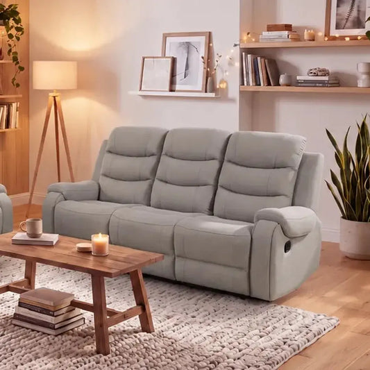 MNS Phoenix Fabric Manual Recliner 3+2 Seater Sofa Set with Cup Holders – Grey